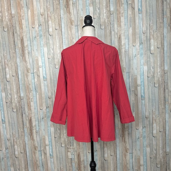 Eleven Stitch Design S Red Swing Button Down Shirt Top Blouse Lagenlook - Picture 5 of 8